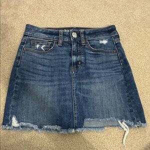 American Eagle Outfitters Blue Distressed Mini Skirt